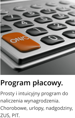 Program płacowy. Prosty i intuicyjny program do naliczenia wynagrodzenia. Chorobowe, urlopy, nadgodziny, ZUS, PIT.