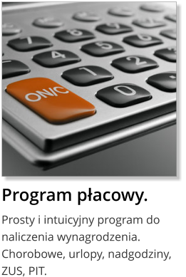 Program płacowy. Prosty i intuicyjny program do naliczenia wynagrodzenia. Chorobowe, urlopy, nadgodziny, ZUS, PIT.